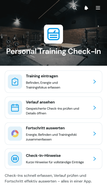 App für Trainingskontrollen im Einzeltraining