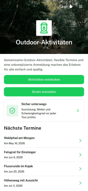 App für Vereinsaktivitäten im Freien