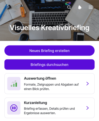 App für Visuelle Kreativvorgaben
