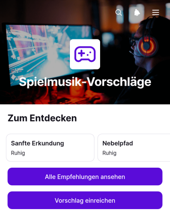 App für Vorschläge zur Spielmusik