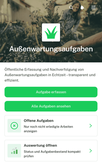 App für Wartungsaufgaben im Außenbereich