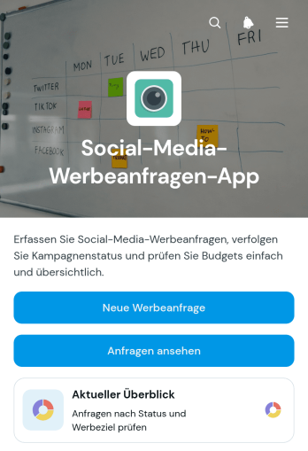App für Werbeanfragen in sozialen Medien