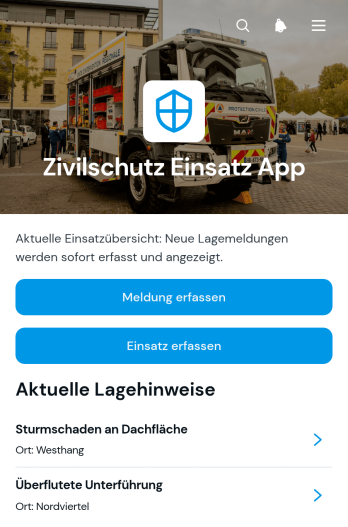 App für Zivilschutzeinsätze