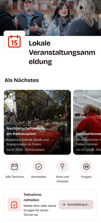 App für Zusagen zu lokalen Veranstaltungen