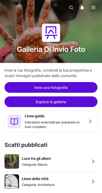App Galleria per l’Invio di Foto