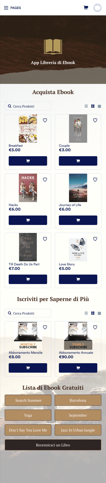 App Libreria di Ebook Template