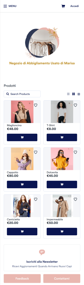 App per Abbigliamento di Seconda Mano Template