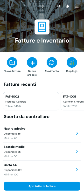 App per Fatture e Inventario