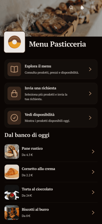 App per il Menu della Panetteria