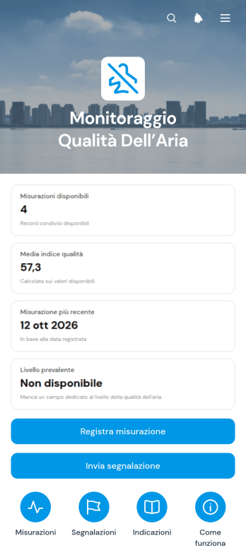 App per il Monitoraggio della Qualità dell’Aria