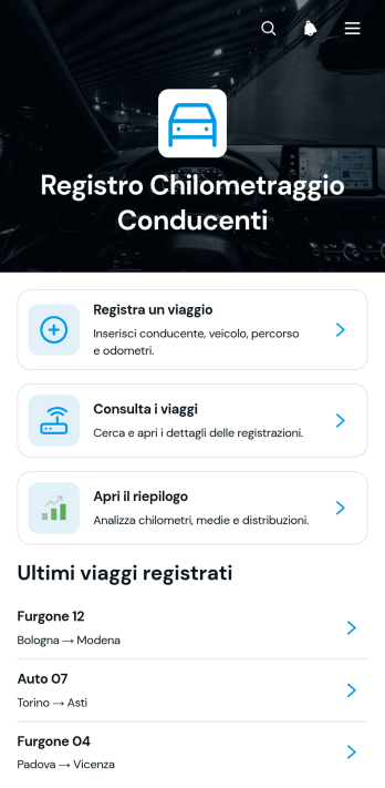 App per il Registro Chilometrico del Conducente