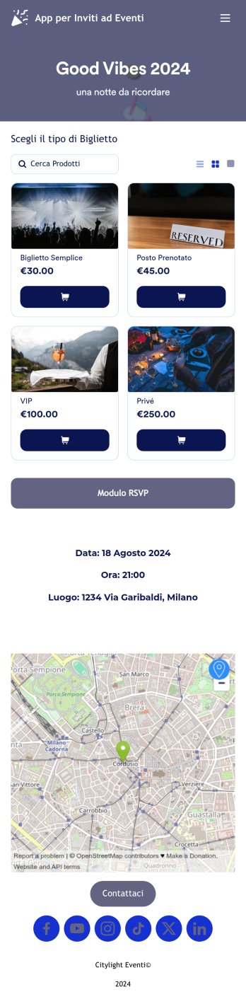 App per Inviti ad Eventi
