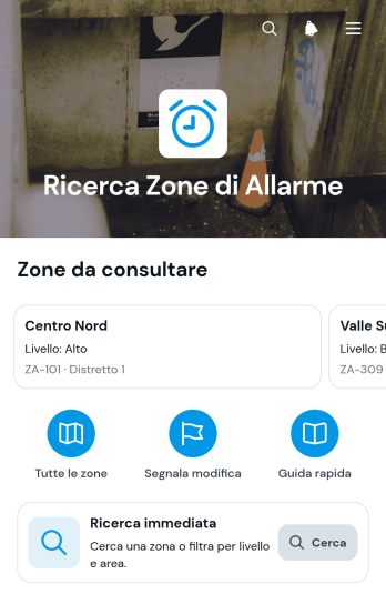 App per la Ricerca delle Zone di Allarme