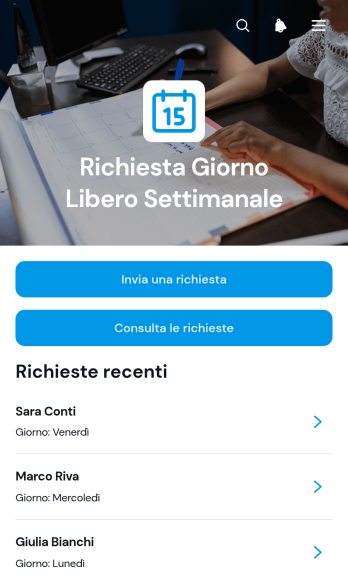 App per la Richiesta del Giorno di Riposo Settimanale