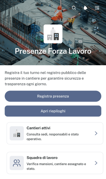 App per le Presenze della Manodopera Edile