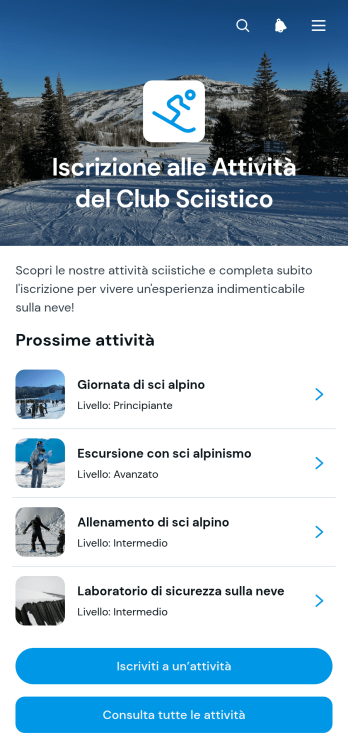 App per l’Iscrizione alle Attività del Circolo Sciistico