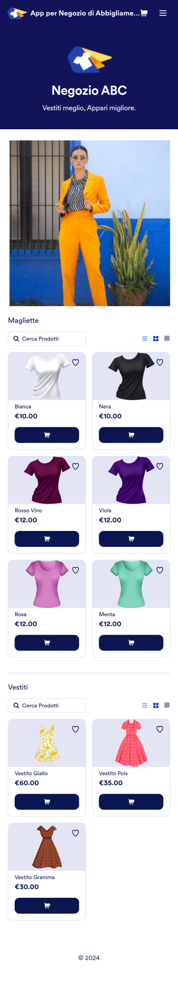 App per Negozio di Abbigliamento