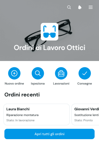 App per Ordini di Lavoro Ottici