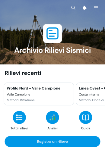 App per Registri di Rilievi Sismici