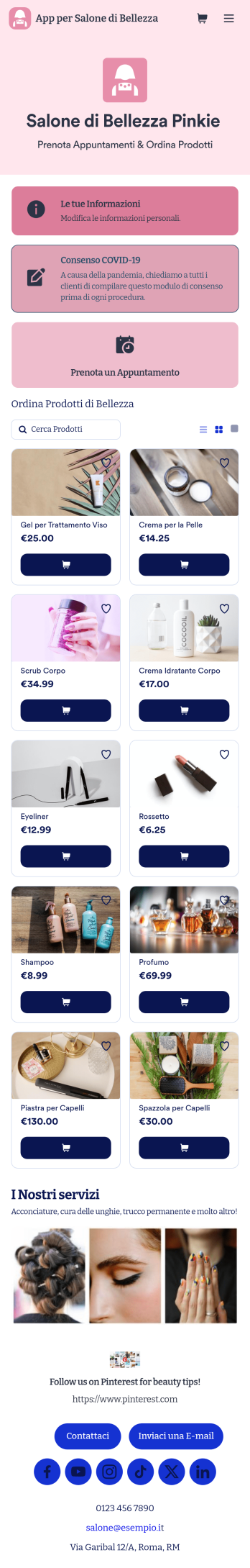 App per Salone di Bellezza