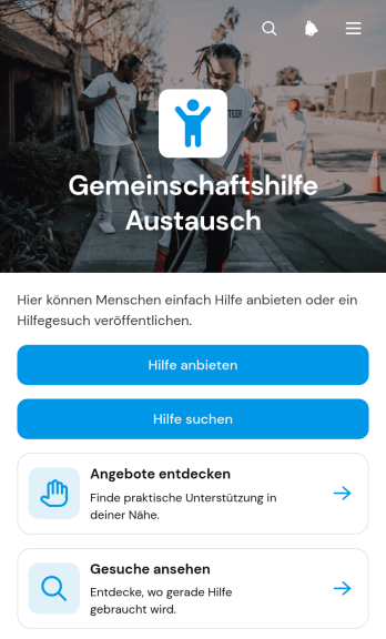 App zum Austausch von Hilfe in der Gemeinschaft