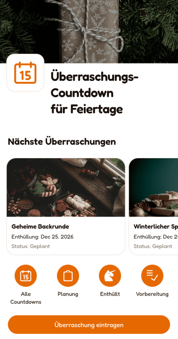 App zum Herunterzählen von Feiertagsüberraschungen