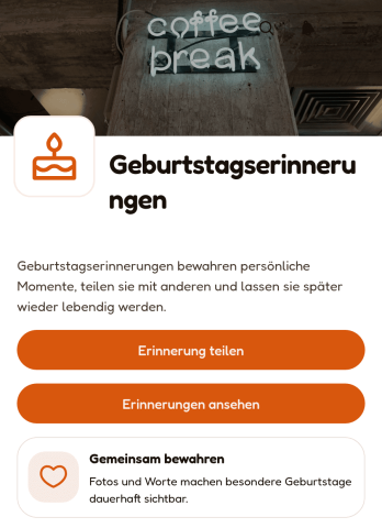 App zum Sammeln von Geburtstagserinnerungen