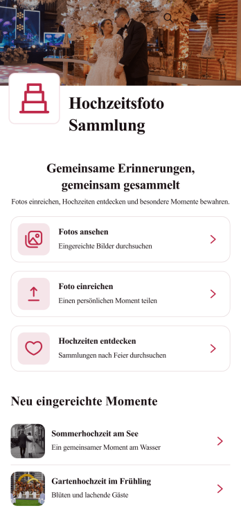 App zum Sammeln von Hochzeitsfotos