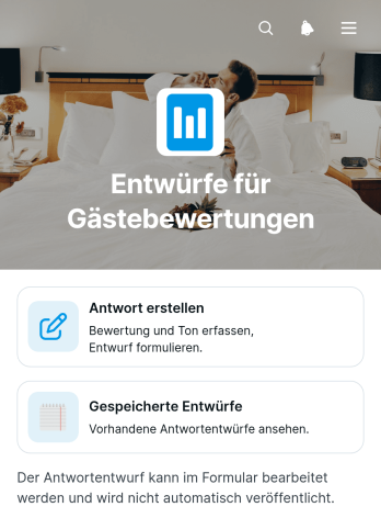 App zum Verfassen von Antworten auf Gästebewertungen