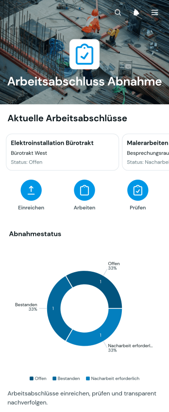 App zur Abnahme abgeschlossener Arbeiten
