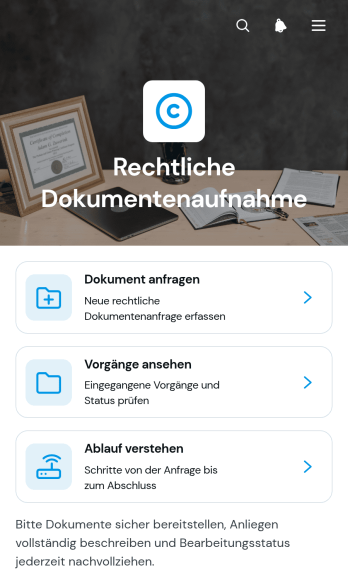 App zur Aufnahme Rechtlicher Dokumente