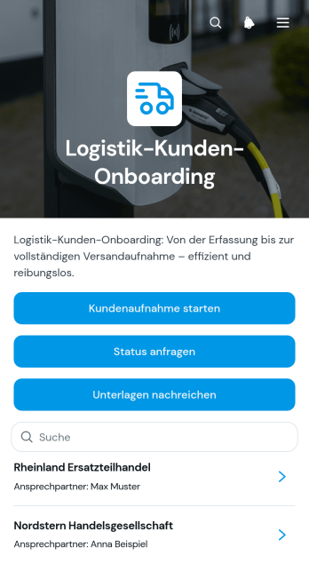 App zur Aufnahme von Logistikkunden