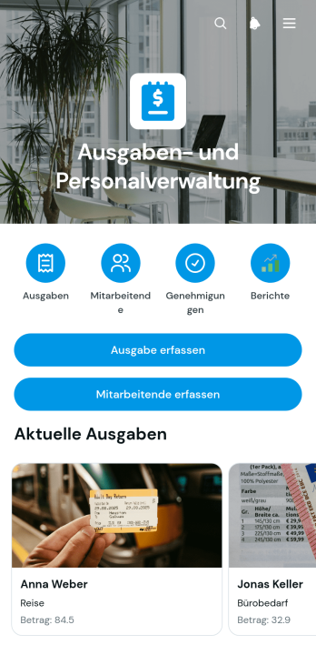 App zur Ausgaben- und Personalverwaltung