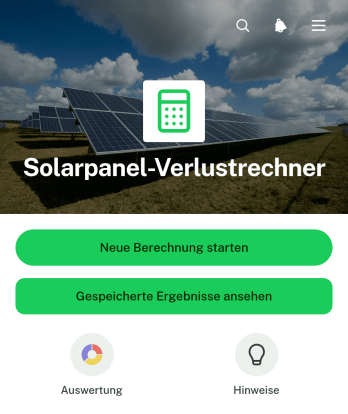 App zur Berechnung von Solarmodulverlusten