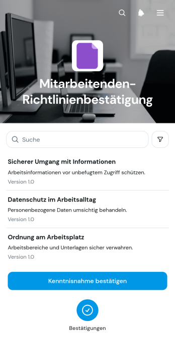 App zur Bestätigung von Mitarbeiterrichtlinien