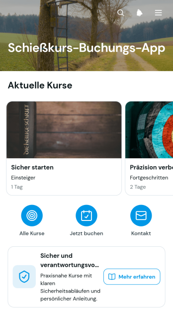 App zur Buchung von Schießkursen