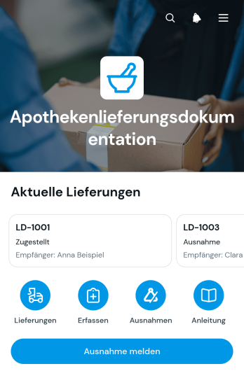 App zur Dokumentation von Apothekenlieferungen