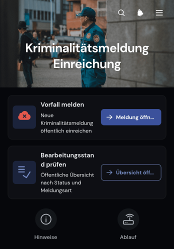App zur Einreichung von Straftatenmeldungen