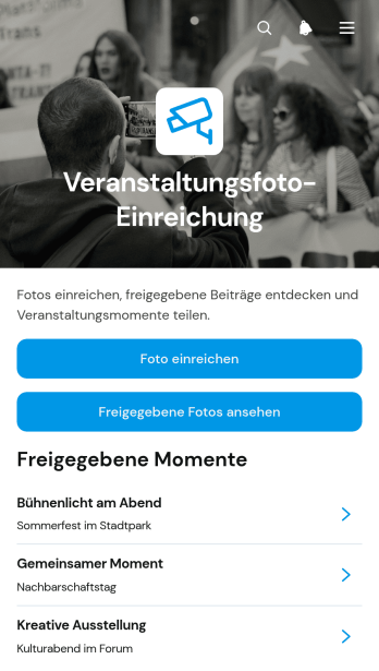 App zur Einreichung von Veranstaltungsfotos