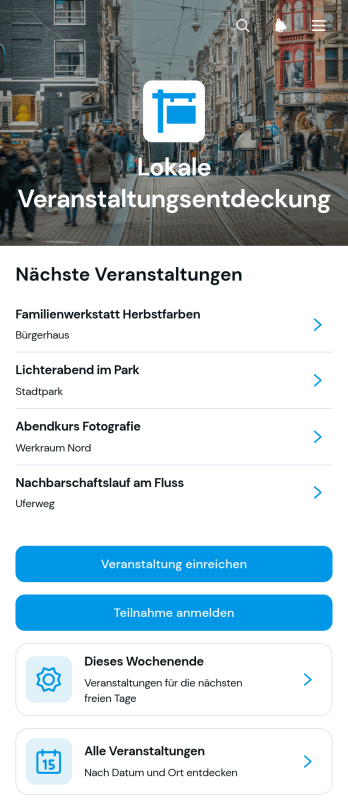 App zur Entdeckung lokaler Veranstaltungen