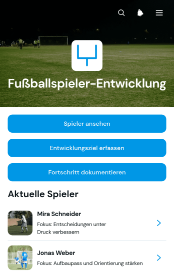 App zur Entwicklung von Fußballspielern