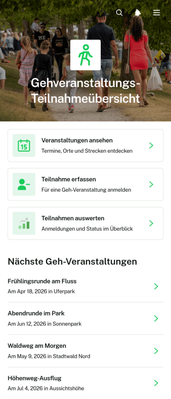 App zur Erfassung der Teilnahme an Wanderveranstaltungen