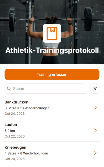 App zur Erfassung des Athletentrainings