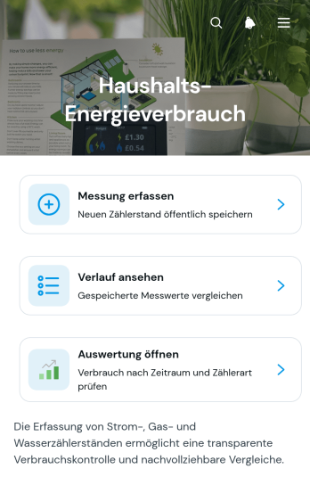 App zur Erfassung des Haushaltsenergieverbrauchs