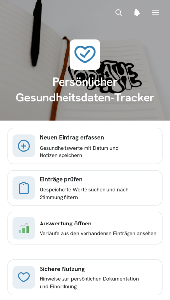 App zur Erfassung persönlicher Gesundheitsdaten