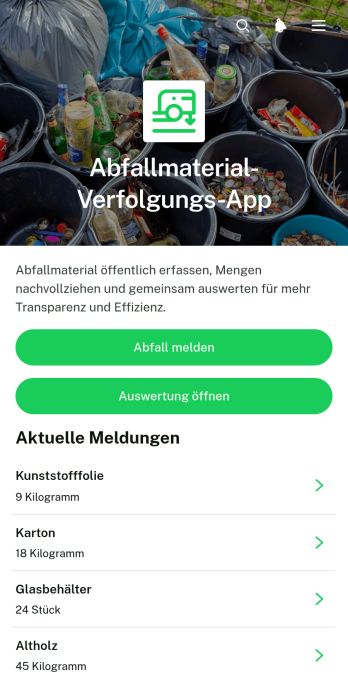 App zur Erfassung von Abfallmaterialien