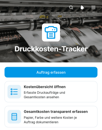 App zur Erfassung von Druckkosten