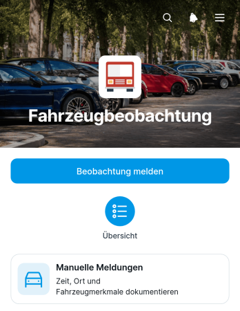 App zur Erfassung von Fahrzeugsichtungen
