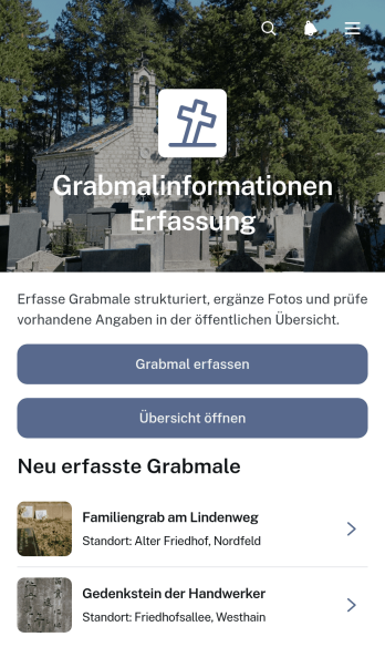 App zur Erfassung von Grabmalinformationen