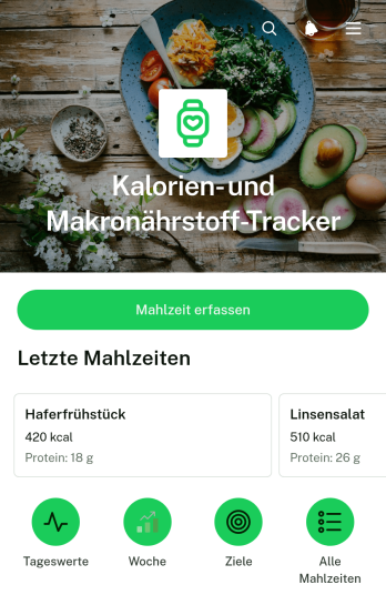 App zur Erfassung von Kalorien und Makronährstoffen
